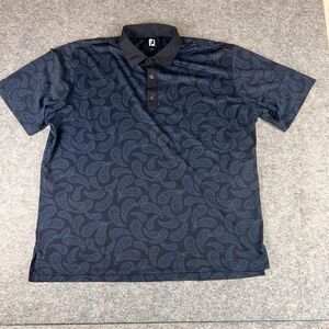 FootJoy Performance Golf Polo Men’s Black And Blue Paisley AOP Size 2XL
